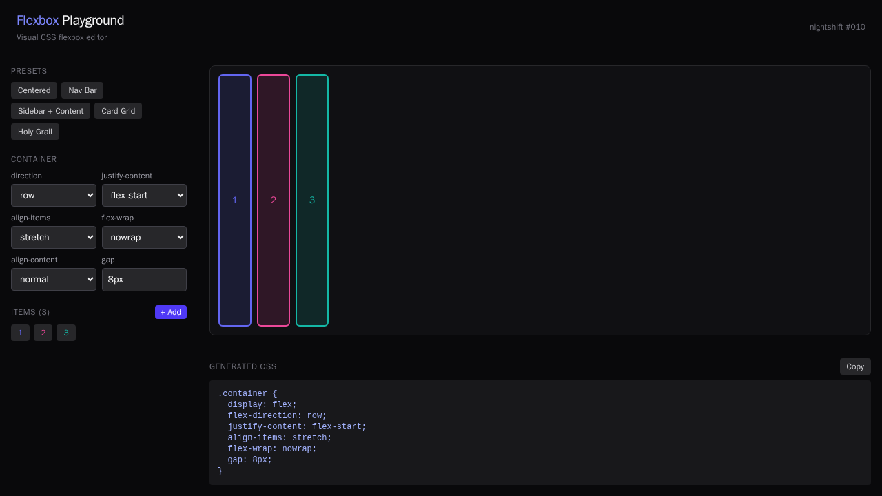 Screenshot of flexbox