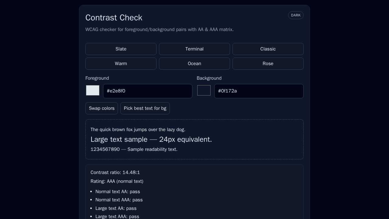 Screenshot of contrast