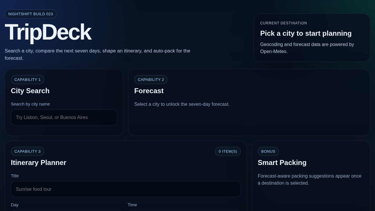 Screenshot of tripdeck