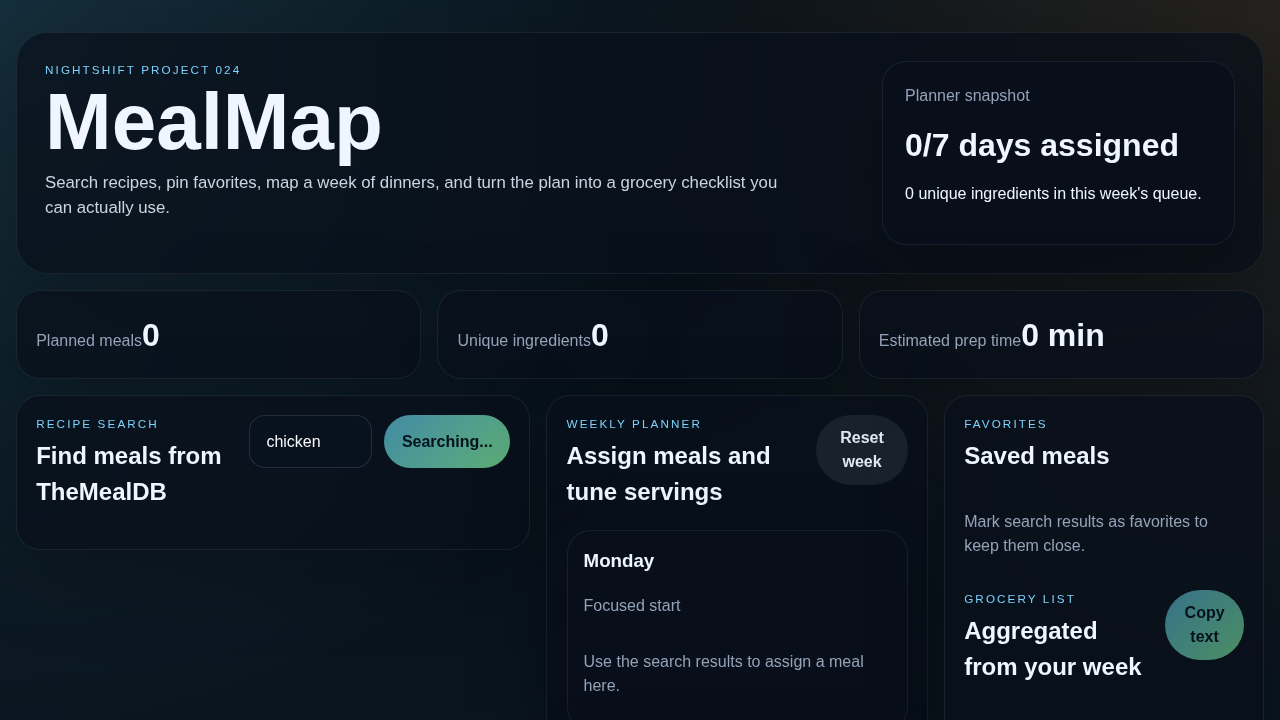 Screenshot of mealmap