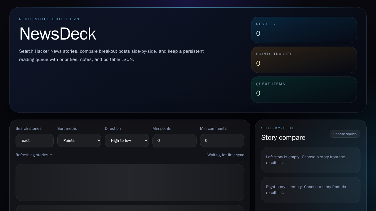 Screenshot of newsdeck