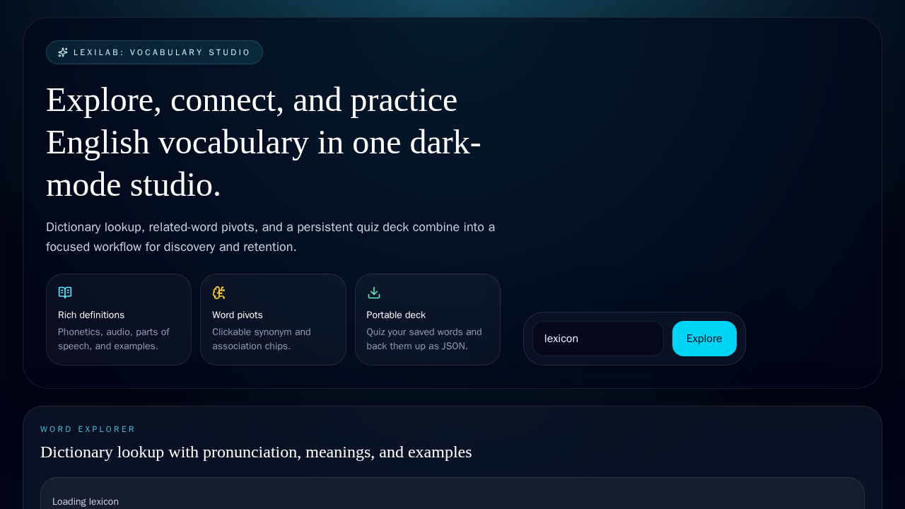 Screenshot of lexilab