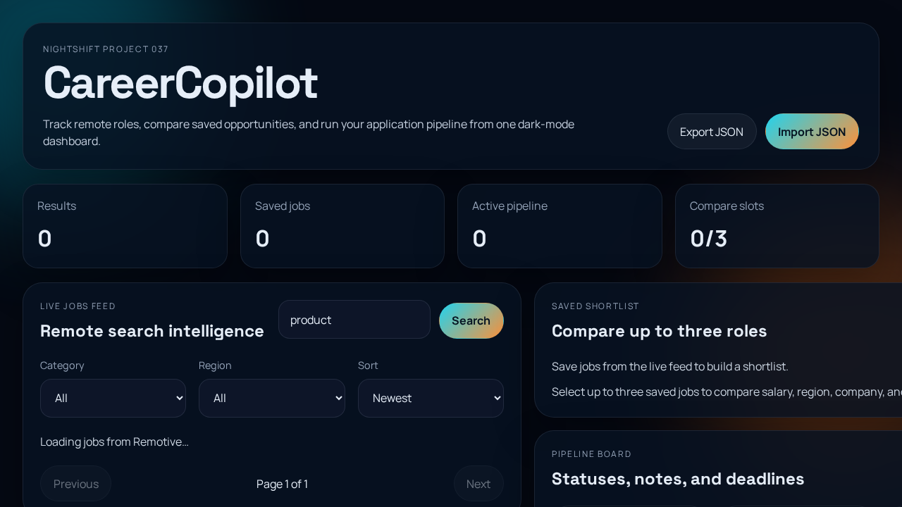 Screenshot of careercopilot