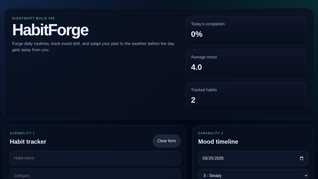 Screenshot of habitforge